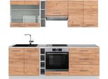 Vicco Cucina Componibile Fame-Line, 235 Cm , Pt Marmo, Quercia Dorata/Bianco