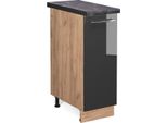Vicco Armadio Cucina Dispensa Alto Fame-Line, 30 Cm , Pt Antracite, Antracite Lucido/Quercia Dorata