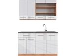 Vicco Cucina Completa Fame-Line, 140 Cm , Pt Antracite, Bianco Lucido/Oro Power Oak