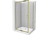 Mexen Apia Cabina Doccia Scorrevole 110 X 100 Cm, Trasparente, Oro + Piatto Flat, Bianco- 840-110-100-50-00-4010G