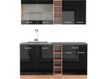 Vicco Cucina Completa R-Line, 160 Cm , Pt Antracite, Rovere Nero/Oro Lucido