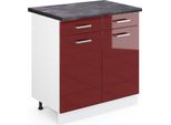 Vicco Mobiletto Base Per Cucina R-Line, 80 Cm , Pl Antracite, Rosso Lucido/Bianco