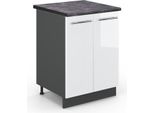 Vicco Mobiletto Base Cucina Fame-Line, 60 Cm , Pt Antracite, Bianco Lucido/Antracite