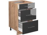 Vicco Mobiletto Base Per Cucina Fame-Line, 50 Cm , Pt Antracite, Antracite Lucido/Quercia Dorata