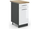 Vicco Mobiletto Base Per Cucina Fame-Line, 40 Cm , Pt Rovere, Bianco Lucido/Antracite