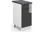 Vicco Mobiletto Base Per Cucina Fame-Line, 40 Cm , Pt Antracite, Antracite Lucido/Bianco