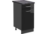 Vicco Mobiletto Base Per Cucina R-Line, 40 Cm , Pt Antracite, Nero Lucido/Antracite