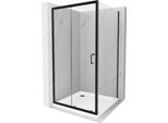 Mexen Apia Cabina Doccia Scorrevole 90 X 90 Cm, Trasparente, Nero + Piatto Flat, Bianco- 840-090-090-70-00-4010B