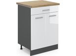 Vicco Mobiletto Base Per Cucina R-Line, 80 Cm , Pt Rovere, Bianco Lucido/Antracite