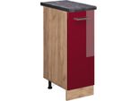 Vicco Armadio Cucina Dispensa Alto R-Line, 30 Cm , Pl Antracite, Rosso Lucido/Quercia Dorata
