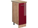 Vicco Armadio Cucina Dispensa Alto R-Line, 30 Cm , Pl Rovere, Rosso Lucido/Quercia Dorata