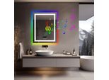 Wisfor Specchio Da Bagno A Led Con Altoparlante Bluetooth, 70×90 Cm Rgb Specchio Da Parete Specchio Da Bagno Con Illuminazione Dimmerabile Senza Nebbia Interruttore A Sfioramento