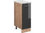 Vicco Armadio Cucina Dispensa Alto R-Line, 30 Cm Pl Marmo, Antracite Lucido/Quercia Dorata
