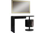 Vicco Tavolo Da Toeletta Lara, 120 Cm Con Specchio A Led, Nero Lucido