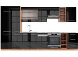Vicco Cucina Componibile Fame-Line, 355 Cm , Pt Marmo, Antracite Lucido/Oro Power Oak/Quercia Dorata