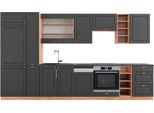 Vicco Cucina Componibile Fame-Line, 355 Cm , Pt Antracite, Antracite Country House/Oro Kraft Oak/Quercia Dorata