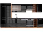 Vicco Cucina Componibile Fame-Line, 355 Cm , Pt Antracite, Antracite Lucido/Oro Power Oak/Quercia Dorata