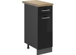 Vicco Mobiletto Base Per Cucina R-Line, 30 Cm , Pt Rovere, Nero Lucido/Antracite