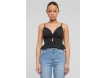 DáMské TíLko Urban Classics Donna Waffle Pique Ruffle Top Nero - Xs