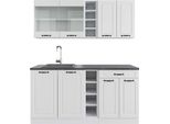 Vicco Cucina Completa R-Line, 160 Cm , Pt Antracite, Casa Di Campagna Bianca/Bianco