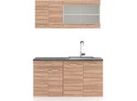 Vicco Cucina Monoblocco R-Line, 140 Cm , Pt Antracite, Sonoma/Bianco