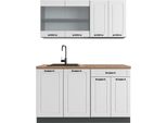 Vicco Cucina Monoblocco R-Line, 140 Cm , Pt Rovere, Bianco Casa Di Campagna/Antracite