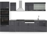 Vicco Cucina Componibile R-Line, 300 Cm Con Armadio Alto, Pt Antracite, Antracite Lucido/Bianco