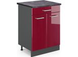 Vicco Mobiletto Base Per Cucina R-Line, 60 Cm , Pl Antracite, Rosso Lucido/Antracite