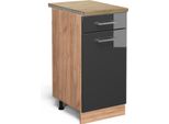 Vicco Mobiletto Base Per Cucina R-Line, 40 Cm , Pt Rovere, Antracite Lucido/Quercia Dorata