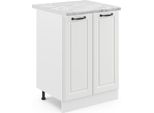 Vicco Mobiletto Base Cucina R-Line, 60 Cm , Pt Marmo, Bianco Casa Di Campagna/Bianco