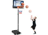 Costway Canestro Da Basket 90/158-210 Cm Regolabile In Altezza, Canestro Da Basket Resistente Alle Intemperie Con Supporto E 2 Ruote, Sistema Di Canestri Per Bambini E Ragazzi