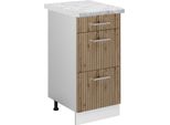 Vicco Mobiletto Base Per Cucina R-Line, 40 Cm Con Cassetti E Piano Di Lavoro, Rovere Artigianale/Bianco