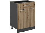 Vicco Mobiletto Base Per Cucina R-Line, 60 Cm Con Cassetto, Senza Piano Di Lavoro, Rovere Artigianale/Antracite