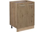 Vicco Mobiletto Base Cucina R-Line, 60 Cm Senza Piano Di Lavoro, Rovere Artigianale/Quercia Dorata