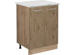 Vicco Mobiletto Base Cucina R-Line, 60 Cm Pt Marmo, Rovere Artigianale/Quercia Dorata
