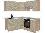 Vicco Cucina Angolare Completa Fame-Line, 160 X 190 Cm , Pl Marmo, Pannello In Rovere/Rovere Goldkraft/Quercia Dorata
