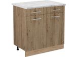 Vicco Mobiletto Base Per Cucina R-Line, 80 Cm Pt Marmo, Rovere Artigianale/Quercia Dorata