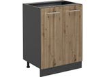 Vicco Mobiletto Base Cucina R-Line, 60 Cm Senza Piano Di Lavoro, Rovere Artigianale/Antracite