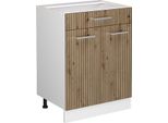 Vicco Mobiletto Base Per Cucina R-Line, 60 Cm Con Cassetto, Senza Piano Di Lavoro, Rovere Artigianale/Bianco