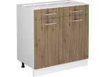 Vicco Mobiletto Base Per Cucina R-Line, 80 Cm Senza Piano Di Lavoro, Rovere Artigianale/Bianco