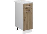 Vicco Mobiletto Base Per Cucina R-Line, 30 Cm Con Piano Di Lavoro, Rovere Artigianale/Bianco