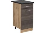 Vicco Mobiletto Base Per Cucina R-Line, 40 Cm , Pl Antracite, Grigio Nobile/Quercia Dorata