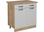 Vicco Mobiletto Base Per Cucina R-Line, 80 Cm , Pl Rovere, Bianco Casa Di Campagna/Quercia Dorata