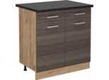 Vicco Mobiletto Base Per Cucina R-Line, 80 Cm , Pl Antracite, Grigio Nobile/Quercia Dorata