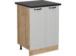 Vicco Mobiletto Base Cucina R-Line, 60 Cm , Pl Antracite, Bianco Casa Di Campagna/Quercia Dorata