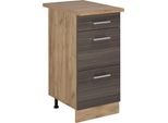 Vicco Mobiletto Base Per Cucina R-Line, 40 Cm Con Cassetti, Pl Rovere, Grigio Nobile/Quercia Dorata