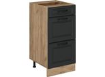 Vicco Mobiletto Base Per Cucina R-Line, 40 Cm Con Cassetti, Senza Piano Di Lavoro, Antracite Casa Di Campagna/Quercia Dorata