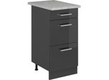 Vicco Mobiletto Base Per Cucina R-Line, 40 Cm Pl Marmo, Antracite Lucido/Antracite