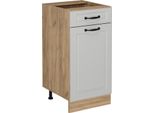 Vicco Mobiletto Base Per Cucina R-Line, 40 Cm Senza Piano Di Lavoro, Bianco Casa Di Campagna/Quercia Dorata