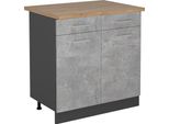 Vicco Mobiletto Base Per Cucina R-Line, 80 Cm , Pl Rovere, Calcestruzzo/Antracite
